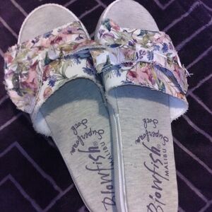 Blowfish Malibu Floral Slide Sandals - White and Multicolor